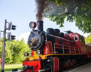 Fototapeta premium Steam locomotive blowing off the smoke