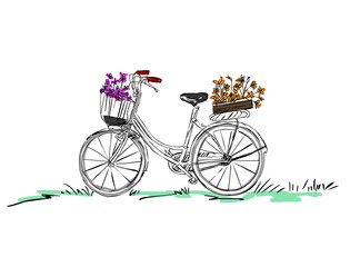 Fototapeta na wymiar bicycle with flower