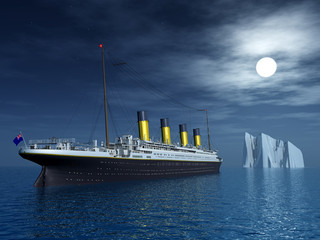 Titanic and Iceberg - obrazy, fototapety, plakaty