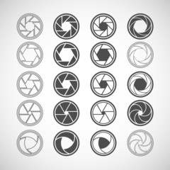 camera shutter icon set, vector eps10