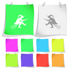 Witch. Vector note papers.