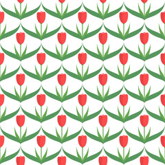 Red tulips seamless pattern
