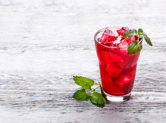Fresh cold strawberry tea