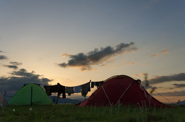 Camping at sunrise