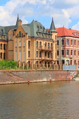 Fototapeta na wymiar Wroclaw, Poland - Odra river architecture