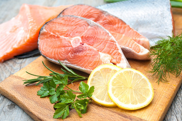 Salmon fish steaks