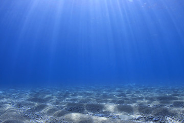 Fototapeta na wymiar Underwater background - sunlight on ocean floor