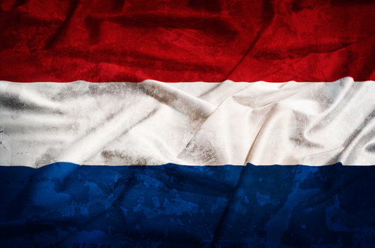 Netherland grunge flag on a silk drape