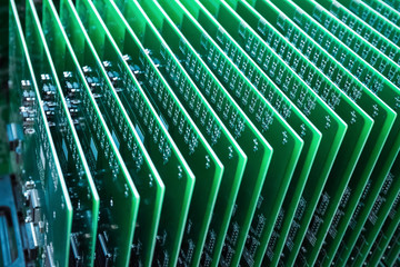 a row of green circuit board