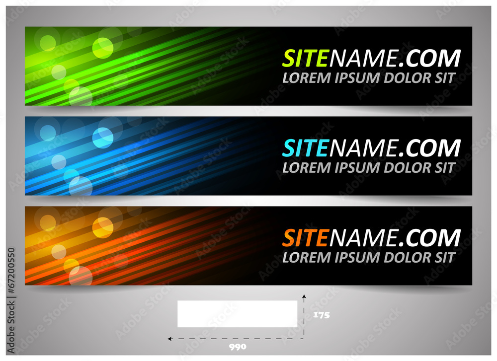 Wall mural web headers with precise dimension, set of vector banners