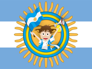 Argentina Soccer Fan Flag Cartoon