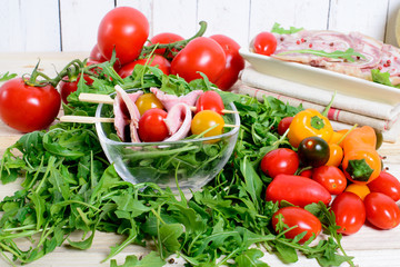 cooked meats and salad