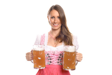 Kellnerin auf dem Oktoberfest mit Maßkrügen
