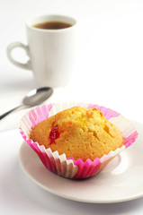 Tasty cupcake and coffee