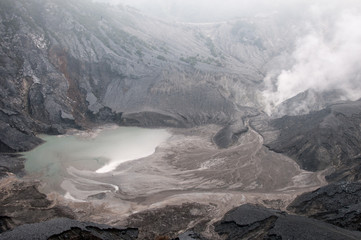 Volcanic lake in crater