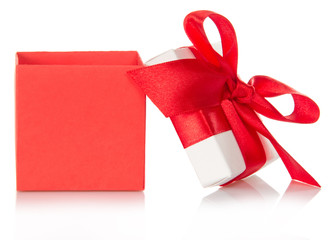 Red gift box with an open cover