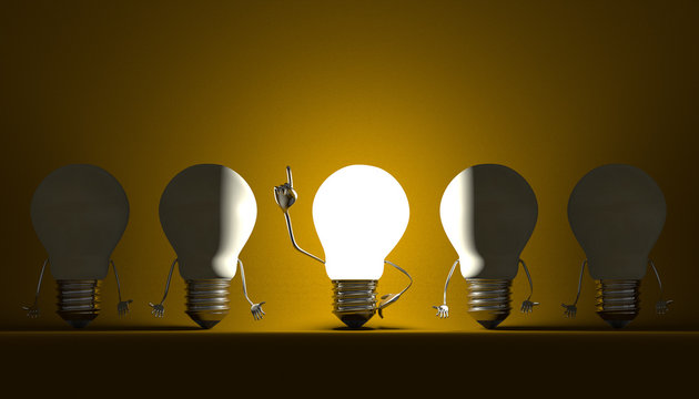 Light bulbs, moment of insight on yellow