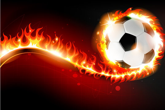 Soccer ball with abstract fire
