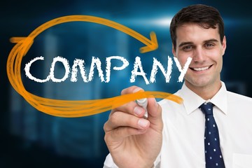 Businessman writing the word company