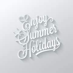 Fototapeta na wymiar summer holidays cut paper lettering background