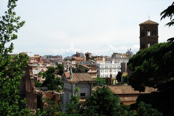 Fototapeta na wymiar Ancient Rome city aerial view from Palatino hill