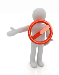 3d man with prohibition sign