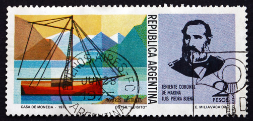 Postage stamp Argentina 1975 Luis Piedrabuena and Cutter, Luisit