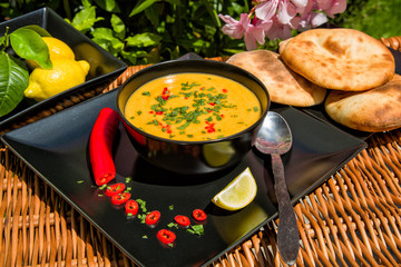 Traditional soup of red lentils