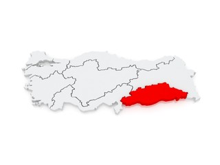 Fototapeta premium Map of Southeastern Anatolia. Turkey.