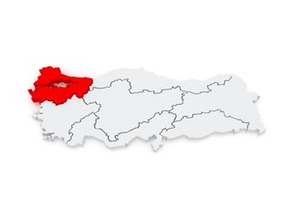 Fototapeta premium Map of Marmara Region. Turkey.