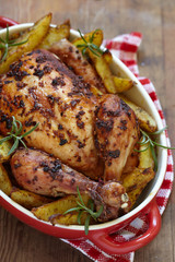 Roast chicken with potatoes