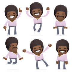 set of disco man character in different poses