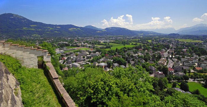 Panoramic view of the city of Salzburg, Austria