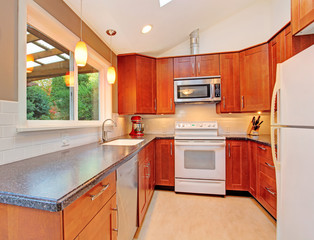 Bright kitchen room with skylight