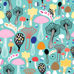 pattern of colorful mushrooms