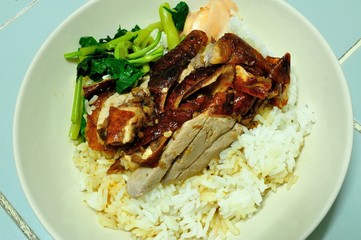 BBQ duck over steamed rice