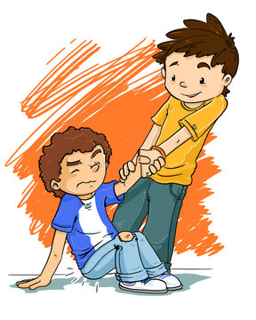 ni&ntilde;o ayudando a levantarse
