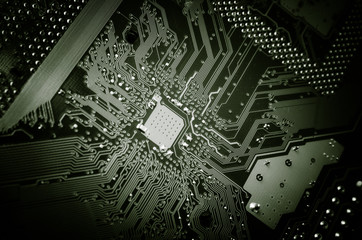 Printed circuit board. High technology background.