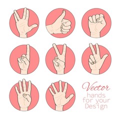 Fototapeta premium Vector set of hands