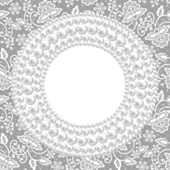 pearl frame on lace background