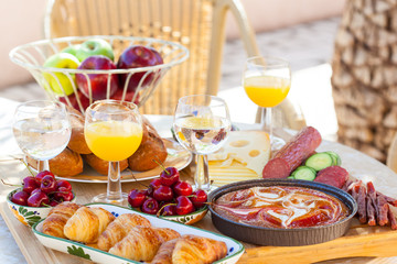 Summer breakfast in garden