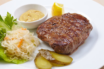 steak with cabbage salad