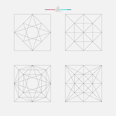 Set of geometric elements, line design, square pattern