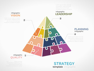 Strategy concept infographic template with pyramid