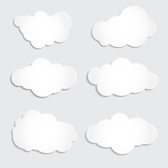 Set of white clouds, vector illustration