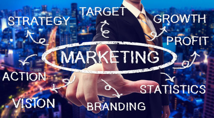 Businessman pointing marketing chart