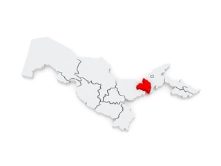 Map of Darya region. Uzbekistan.