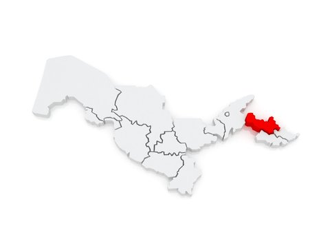 Map of Namangan. Uzbekistan.