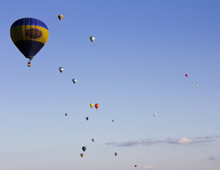 Floating сolorful hot air balloons
