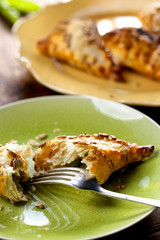 Puff pastry stuffed with green peas